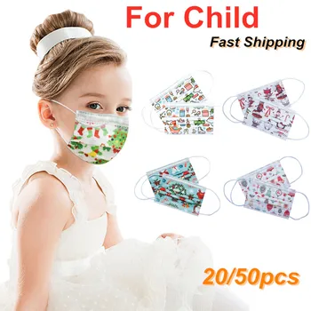 

Disposable Kids Face Masks 3Layers Anti Dust Christmas Breathable Mouth Cover 20/50pcs Ear Loop Children's Non-woven Faceshield