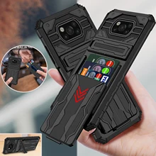 

Multifunction Phone Case For Xiaomi Mi POCO M3 X3 Pro NFC Card Slot Military Grade Stand Case Pocophone X3 Wireless Charge Cover
