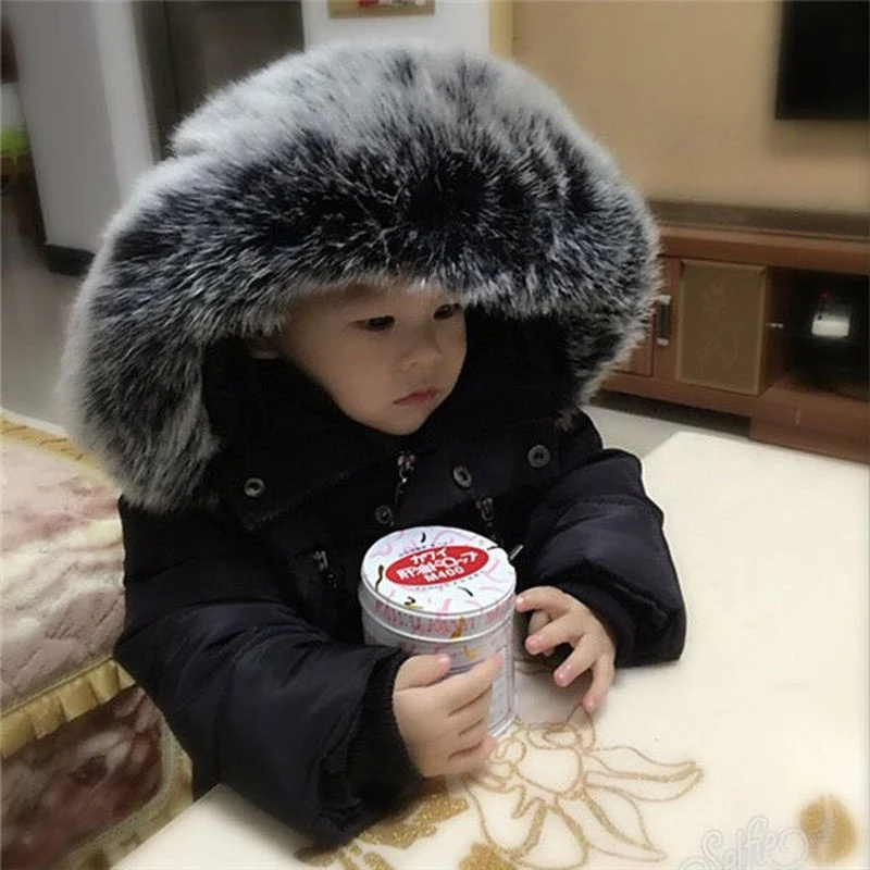 

New 2021 Winter Childrens Outerwear Coats Girls Wool Collar Boys Cotton-padded Down Parkas Child Jacket Baby Kids Warm Coat Tops