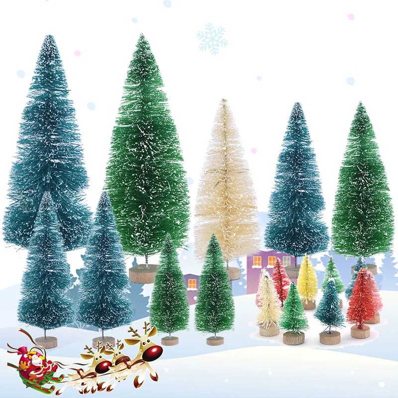 

Multicolor White Green Artificial Mini Christmas Tree Children DIY Wood Xmas Miniature Christmas Tree Table Pine Tree Decoration