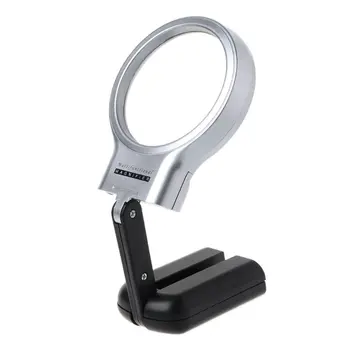 

1Pc 3X Handheld Magnifier 5 LED Light Reading Magnifying Glass Ultraviolet Lamp Currency Detector
