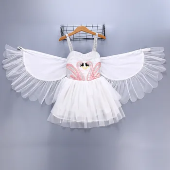 

Baby Girls Swan Wings Angel Flamingo Party Mesh Dress Princess Anime Halloween Cosplay Costume
