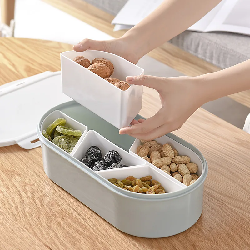 

Creative Dried Fruit Plate Candy Seal Storage Box 5 Grids Nut Snack Container Tray Food Gift Box Party Wedding Desktop Organizer