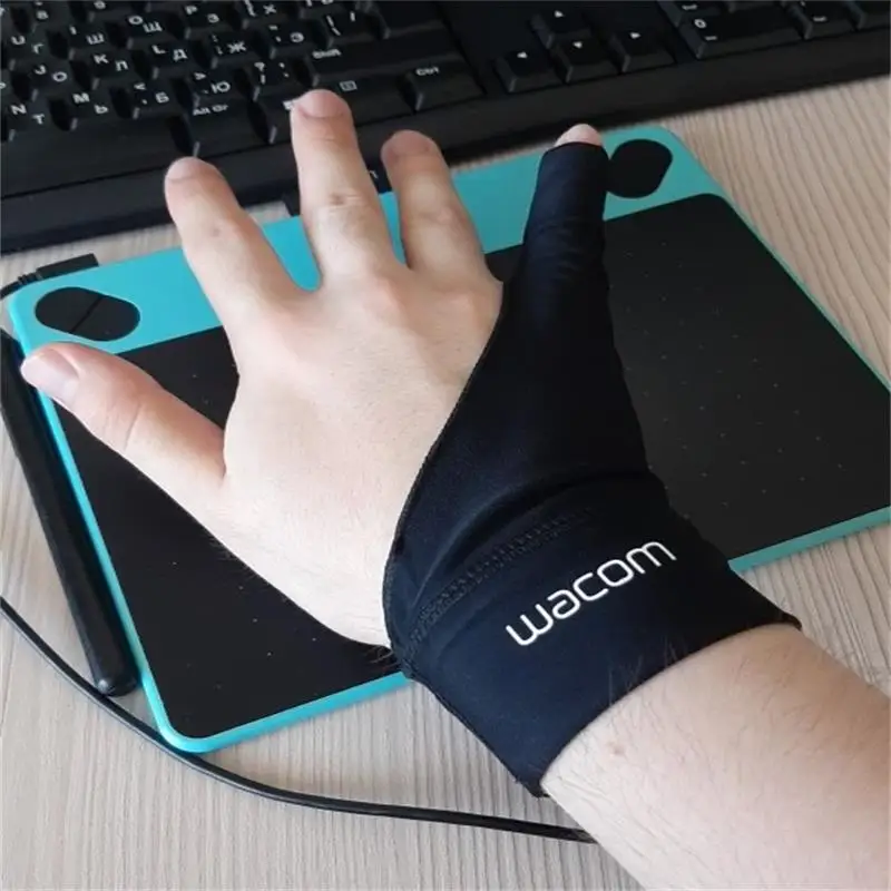 Черные перчатки с защитой от загрязнений 1 палец wacom рисование живопись цифровая