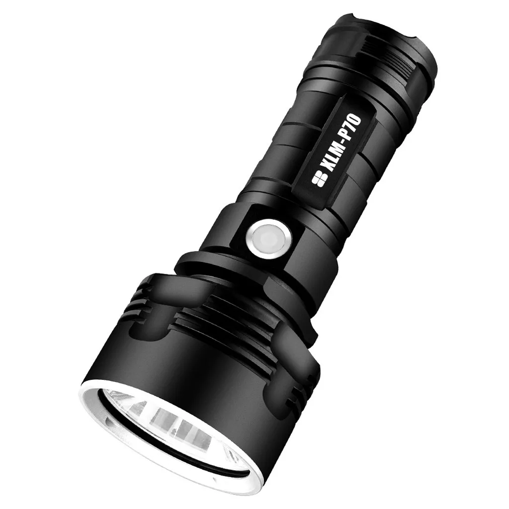 Super Powerful LED Flashlight L2 XHP50 Tactical Torch USB Rechargeable Linterna Waterproof Lamp Ultra Bright Lantern Camping - Цвет: Черный