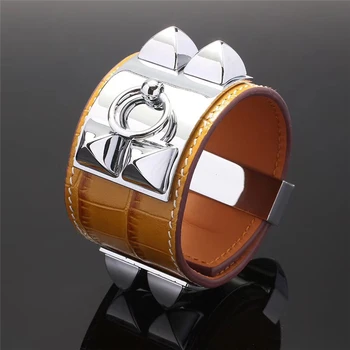

hot sale luxury brand H snake tiger alligator leather bangles classic punk rive bracelet belt buckle wristband widest bangles