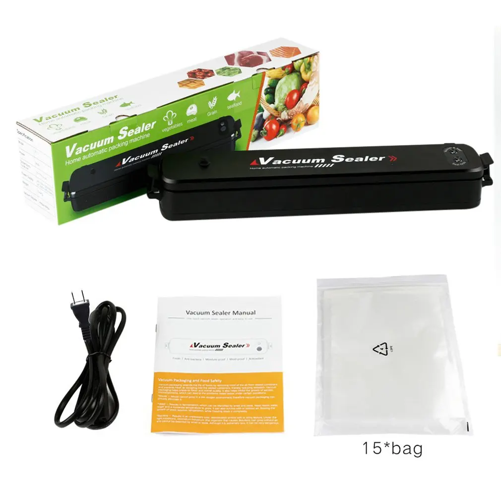 LP-11 220V/110V Vacuum Sealing Machine Home Best Vacuum Sealer Fresh Packaging Machine Food Saver Vacuum Packer+15Pcs Bags - Цвет: JA