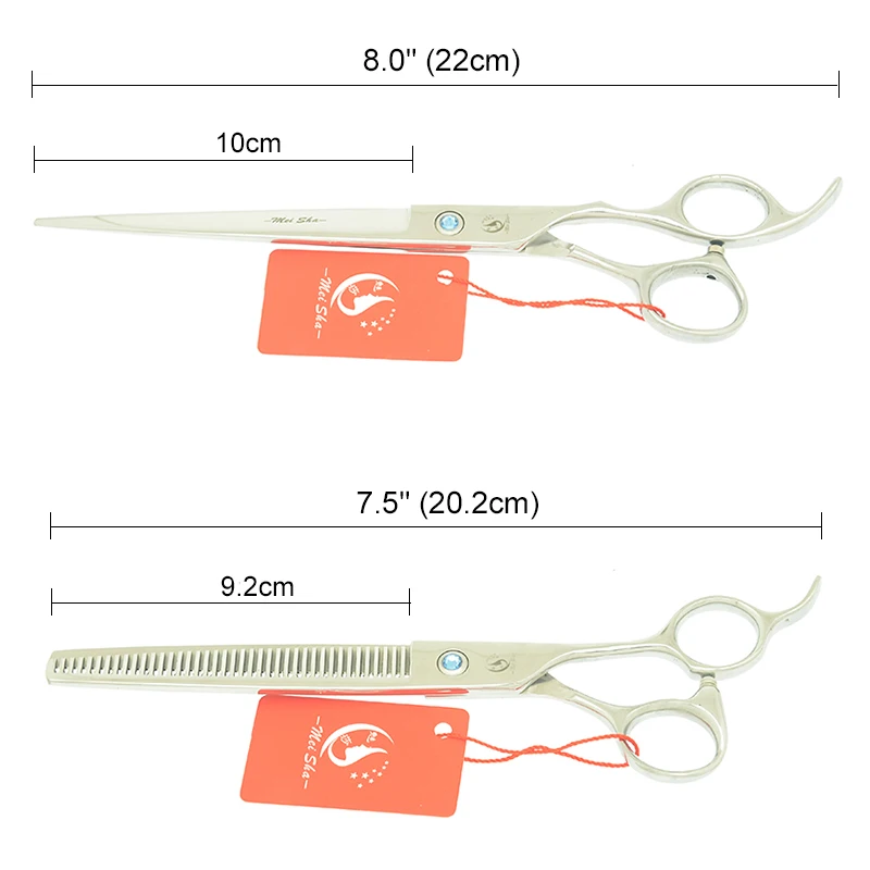 8," профессиональные японские 440C ножницы для ухода за домашними животными ножницы для стрижки животных тонкие изогнутые ножницы с расческой HB0247