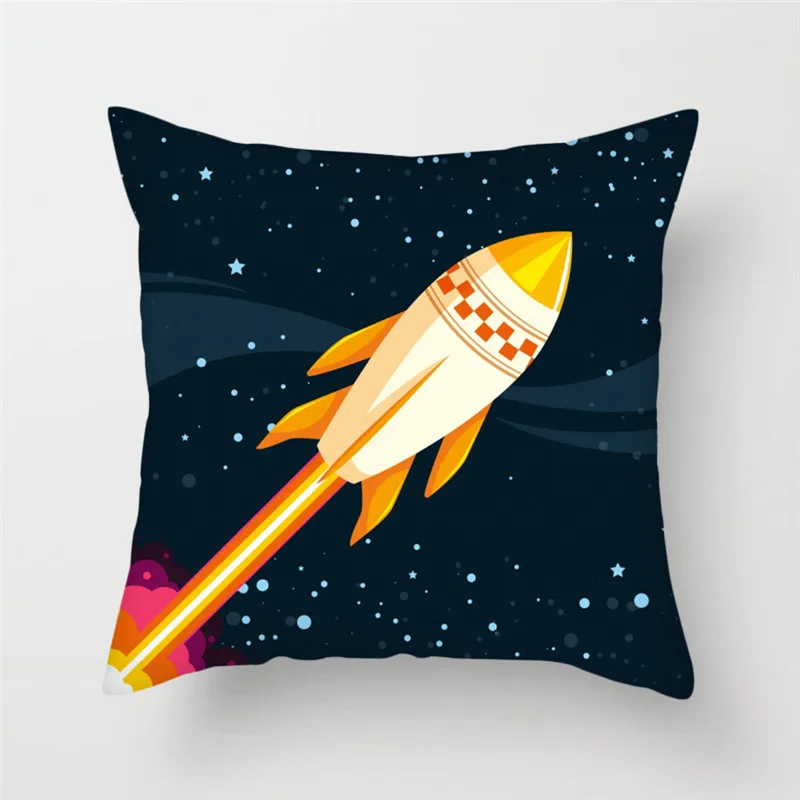 Fuwatacchi, 2 шт., мультяшный космический корабль, чехлы для подушек, космонавты и ракеты, наволочки для подушек, для домашнего стула, космоса, декоративные подушки - Цвет: PC08247