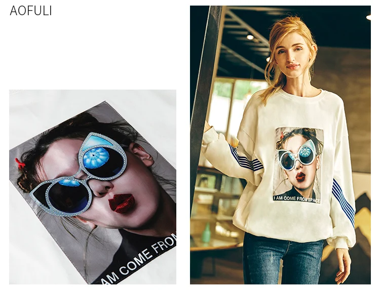 AOFULI L~ 4XL 5XL толстовка с длинными рукавами и нашивками с героями мультфильмов большой размер женский пуловер рубашка рукава «летучая мышь» уличная одежда футболки A4071
