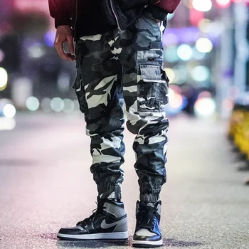 

Safari Style! White Camouflage Tactics Jogger Pants Mens Trousers Streetwear Multiple Pockets Cargo pant Men Joggers