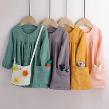 Платье для маленьких девочек однотонная одежда для маленьких девочек осенне-зимнее повседневное детское платье принцессы одежда для детей г., с длинными рукавами, на возраст от 1 до 2 лет