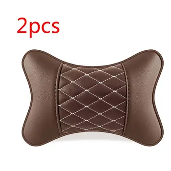

2pcs Artificial Leather Car Pillow Protection Neck Car Headrest Comfortable M4YB