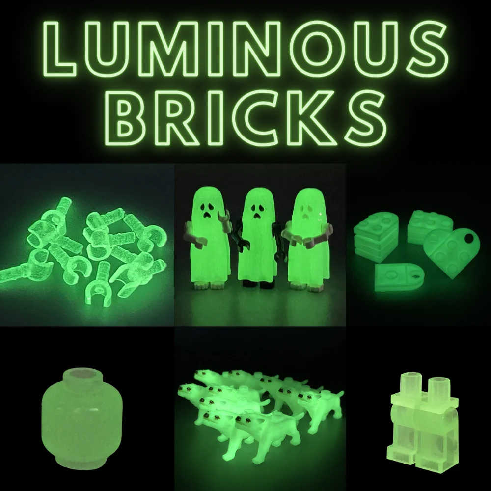 MOC Bricks Luminous Ghost Wolf Head Hands Heart Model Figure Body Part Small Compatible Educational Building Blocks Boy's Toys | Игрушки