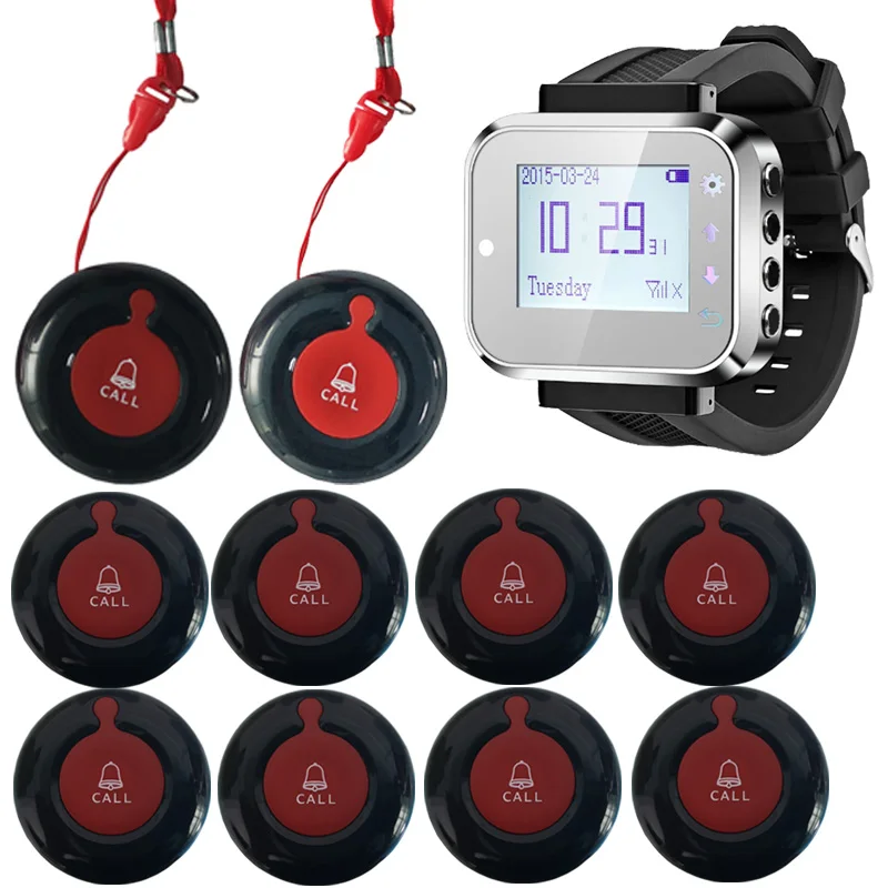 1 watch 10 button Ycall домашний монитор, пейджер для ухода за больными, беспроводная кнопка экстренного вызова, пейджер для пожилых людей, для беременных детей - Цвет: 1 watch 10 button