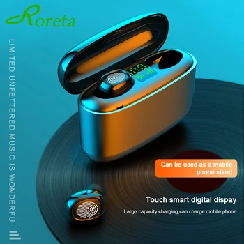 

Roreta TWS Fingerprint Touch Wireless Bluetooth Earphone LED Display Charge Case Bluetooth 5.0 Stereo Earbuds Sports Earphones