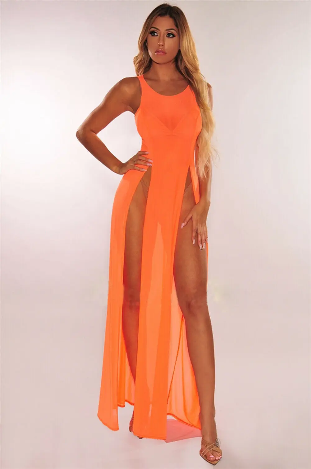 Sexy Women Mesh Sheer Long Maxi Dress Evening Party Beach Dresses Sundress Bikini Cover Up See-through Tulle Cover-Ups beach cover swimsuit cover beach dress