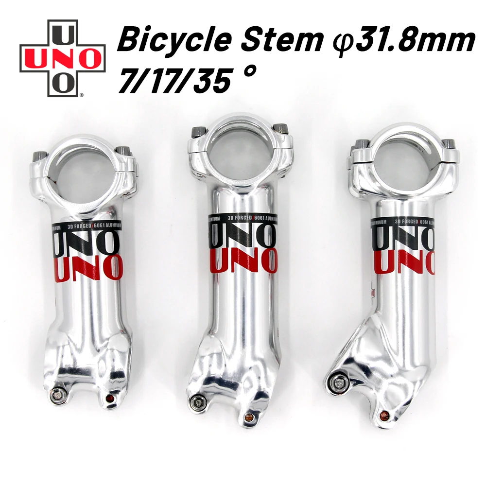 1*UNO Aluminum Bicycle Stems 7/17° MTB Road Mountain Bike stem 31.8*130mm Silver 