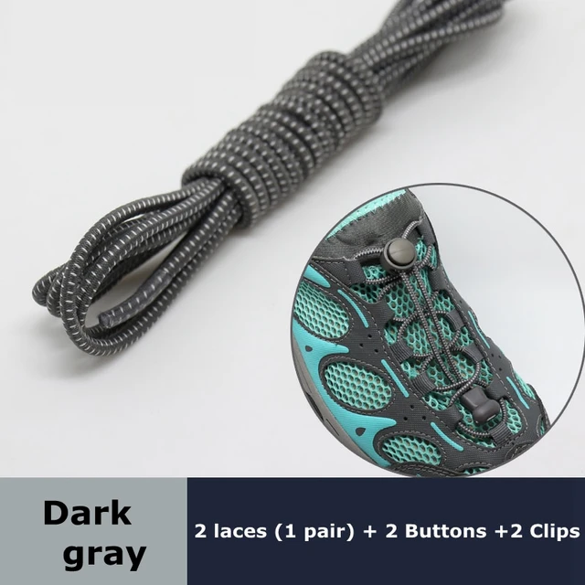 Round Elastic Shoelaces Suitable For Various Shoe Accessories No Tie Shoelace Fixed Stretching Locking Lazy laces 1 Pair Dark Grey