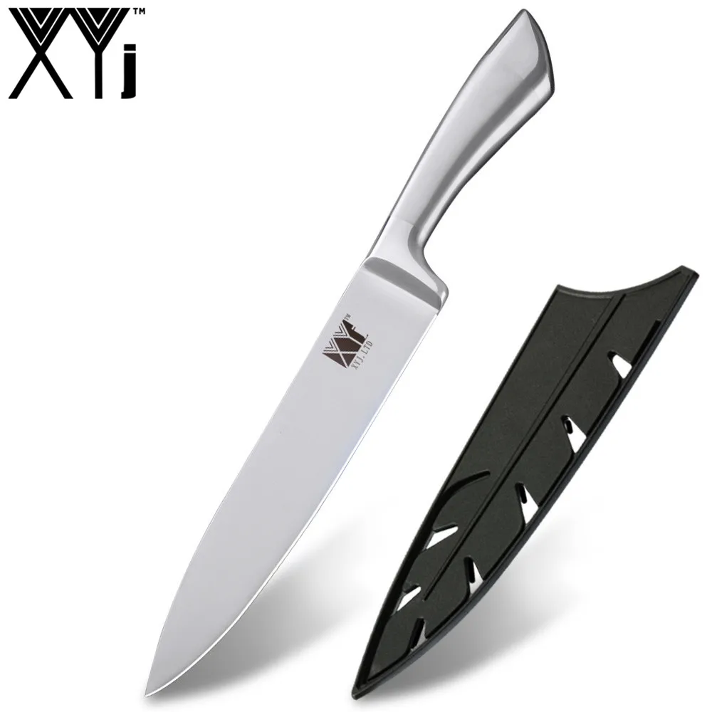 XYj 7cr17 набор кухонных ножей из нержавеющей стали, фруктовый нож Santoku, нож для нарезки хлеба, нож для приготовления пищи, цельные ножи - Цвет: 8 inch Chef Knife