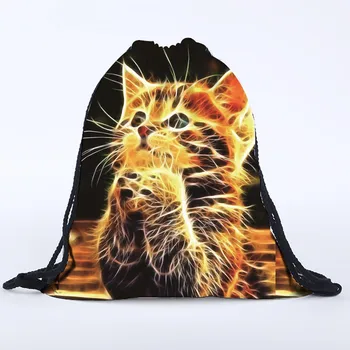 

Canvas Drawstring Backpacks Unisex Cat Backpacks 3D Printing Bags School Bag Student Teenage Book Easy Backpack Female mochilas