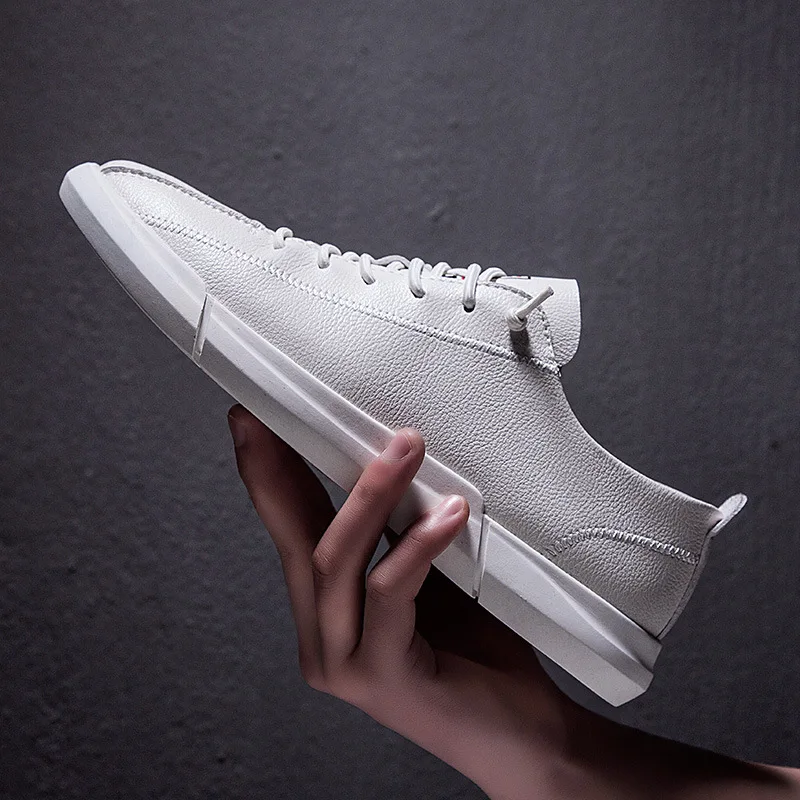 

Shoe Men's Spring New Style Breathable Versatile Lower-cut Casual Shoes Simple Trend of Fashion Korean-Style White Shoes Leather