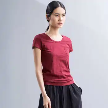 

Fashion burgundy Women Tops T-shirts Female 2019 Summer