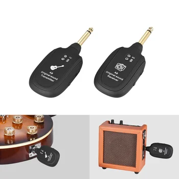

1pcs UHF Wireless Guitar Transmitter Receiver System Built-in Rechargeable Battery Transmission Range for Electric Guitar Bass