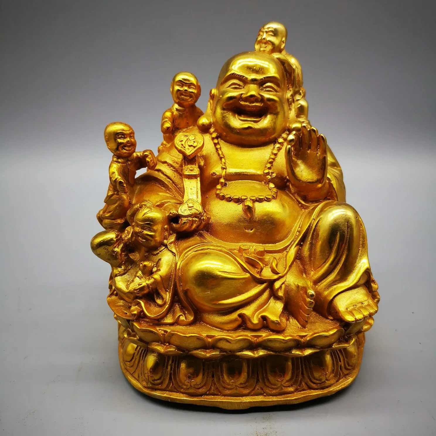 Boy Pure Copper Medallion Abital Laughing Buddha Furnishing Icles Large Maitreya Protect Peaceful Decoration Home Gift | Дом и сад
