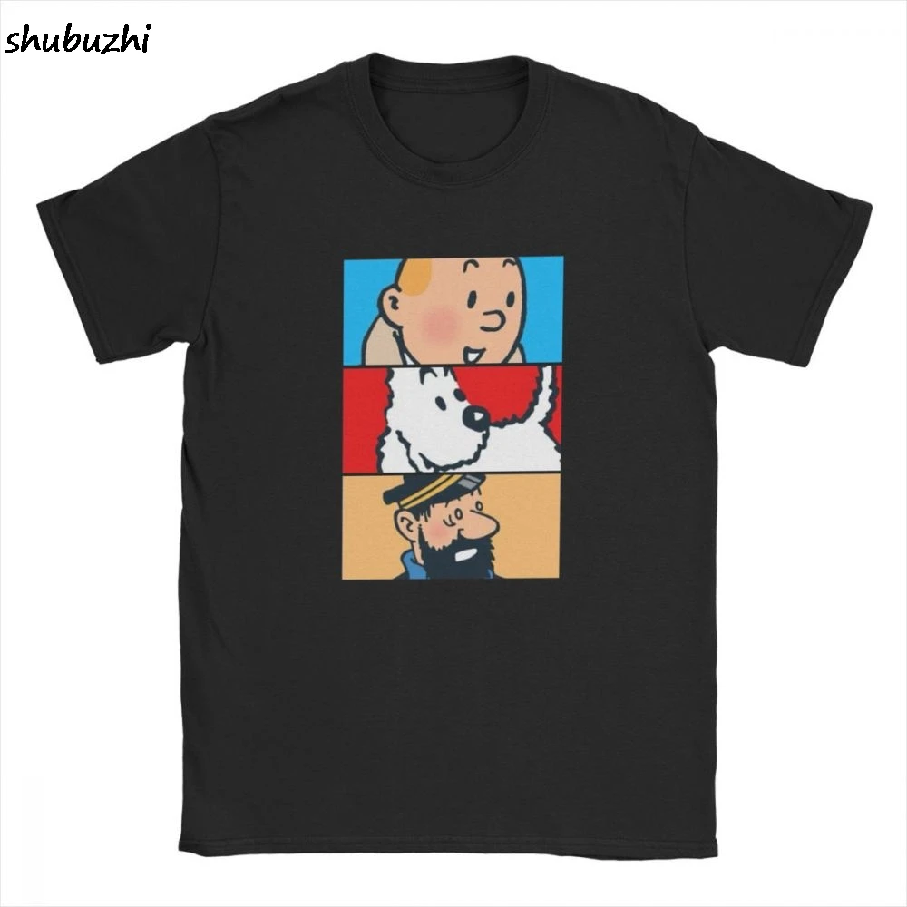 

Tintin Milou Haddock The Adventures Of Tintin T Shirt for Men Cotton Awesome T-Shirt Tee Short Sleeve Clothing 4XL 5XL 6XL