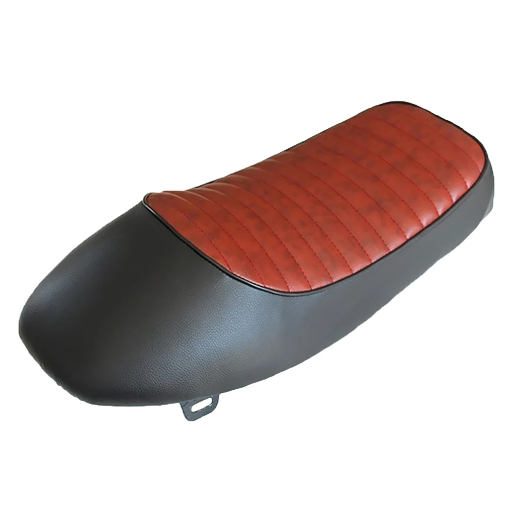 Vintage Cafe Racer Saddle Hump Style Faux Leather Universal Seat Cushion For Suzuki For Kawasaki Moto Retro - Brown Red