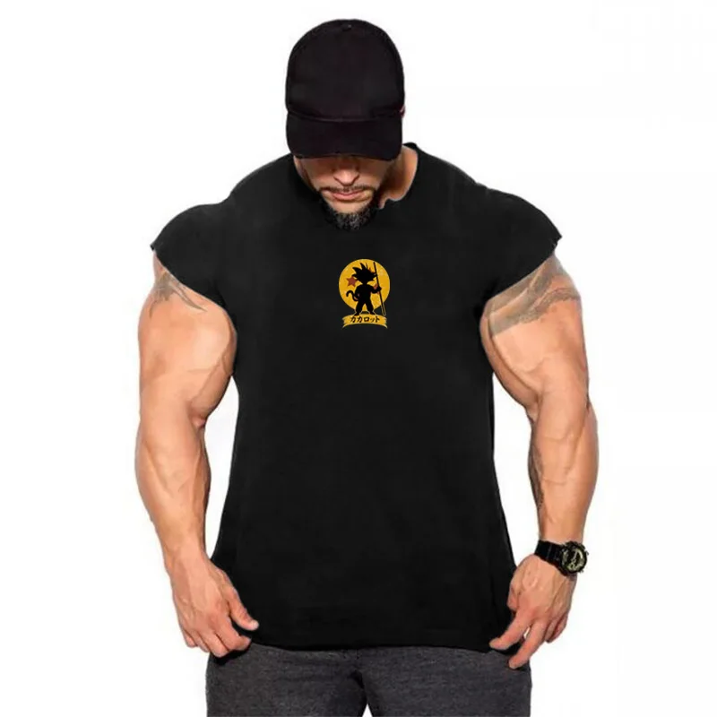 Новинка, майка для тренажерного зала, одежда для фитнеса, майка без рукавов, Хлопковая мужская майка, одежда для бодибилдинга, брендовая мужская майка, майка для тренировок - Цвет: Черный