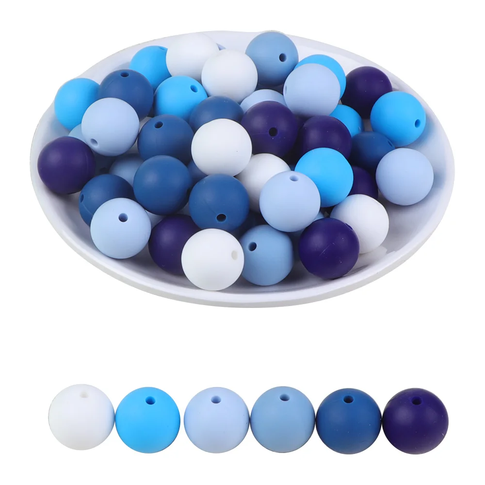 BOBO.BOX 15mm 20pcs 실리콘 구슬 식품 학년 실리콘 Teething 제품 씹는 젖꼭지 체인 클립 비즈 Teethers 장난감