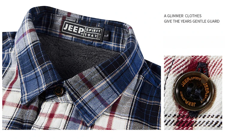 Бренд JEEP SPIRIT, мужские повседневные рубашки, флисовая плотная теплая зимняя рубашка, мужская клетчатая рубашка с длинным рукавом, модные мужские рубашки, размер M-4XL