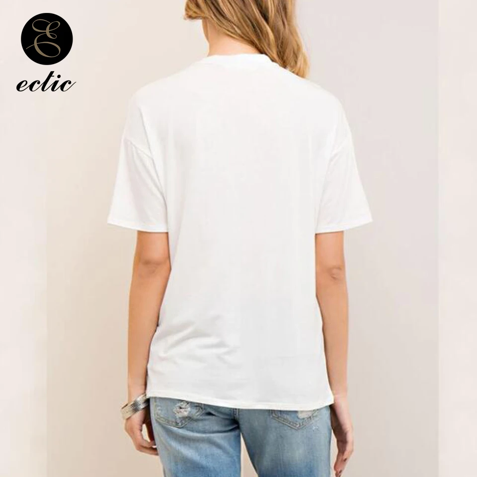 Women's Black and White Choker Neck Tops - Solid Color Short Sleeve Casual T-Shirts for Fashion Style image 5