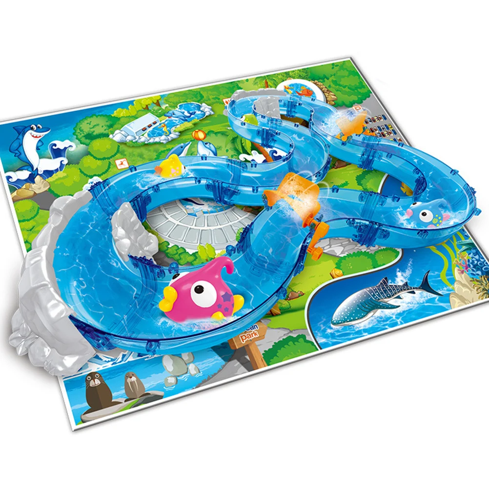 

Children Track Park Bath Fishing Toy Toddlers Colorful Floating Fishing Game Set With Water Track And Waterproof Mat Dropship#20