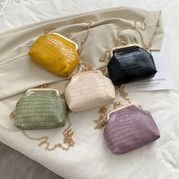 

5 Colors Alligator Fashion Famous Designer Bag Bags Chain Strap PU Leather Women Shoulder Crossbody Kiss Lock Women's Handbags