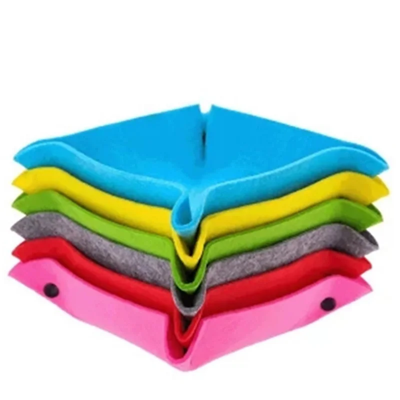 Fabric Felt Folding Square Dice Tray Portable Quadrilateral Dice Box Board Games Storage 25*25cm dice tray dice storage case