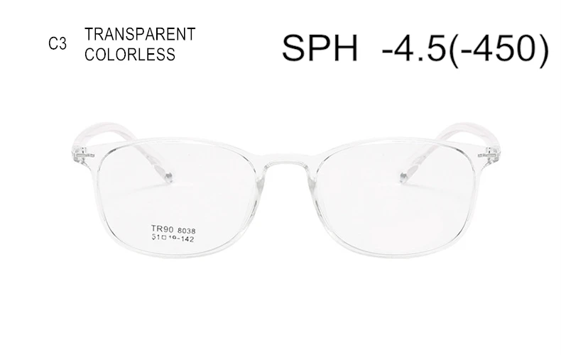 C3 (-4.5) SWOKENCE SPH-0,5 до-6,0 TR90 оправа очки по рецепту для близорукости для женщин и мужчин очки по рецепту для близоруких F121 - Цвет оправы: C3 (-4.5)