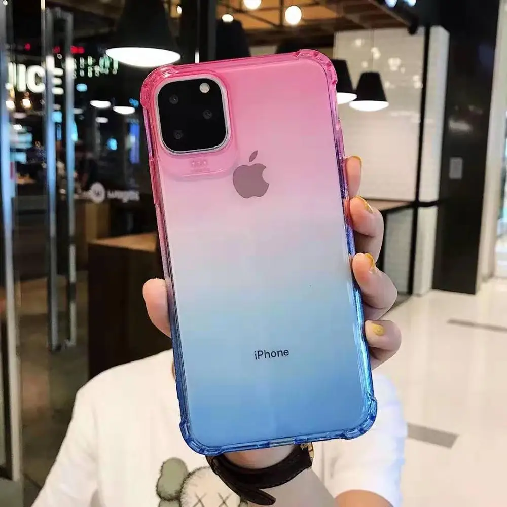 YBD Прозрачный чехол для iPhone 11 мягкий прозрачный защитный силиконовый чехол для iPhone 11 Pro Max 5,8 6,1 6,5 чехол s - Цвет: pink blue