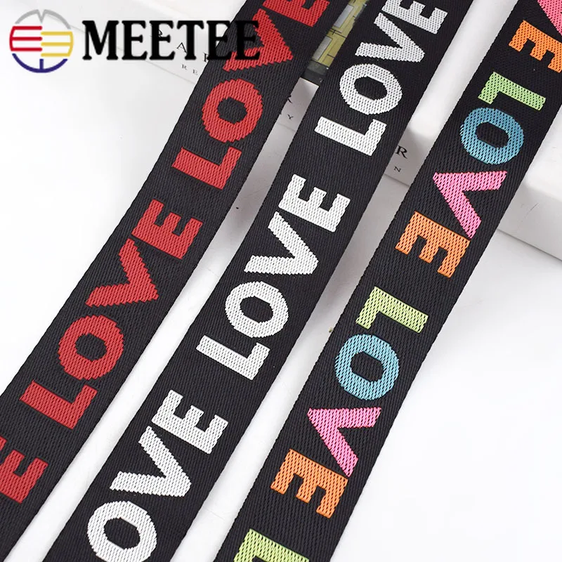 Meetee 8yards 25/38mm Width Nylon Jacquard Webbing Tape Ribbon LOVE Belt DIY Bag Shoulder Strap Garment Decor Sew Accessories|Тесьма| |