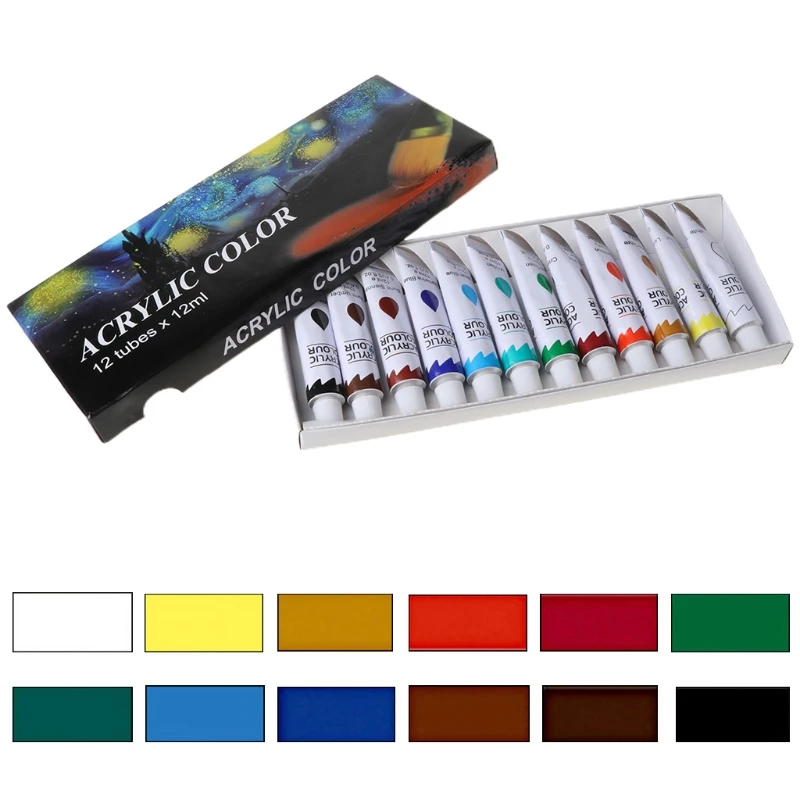 

12 Colors 12ML Tube Acrylic Paint set Art Painting Drawing Tools For Kids DIY