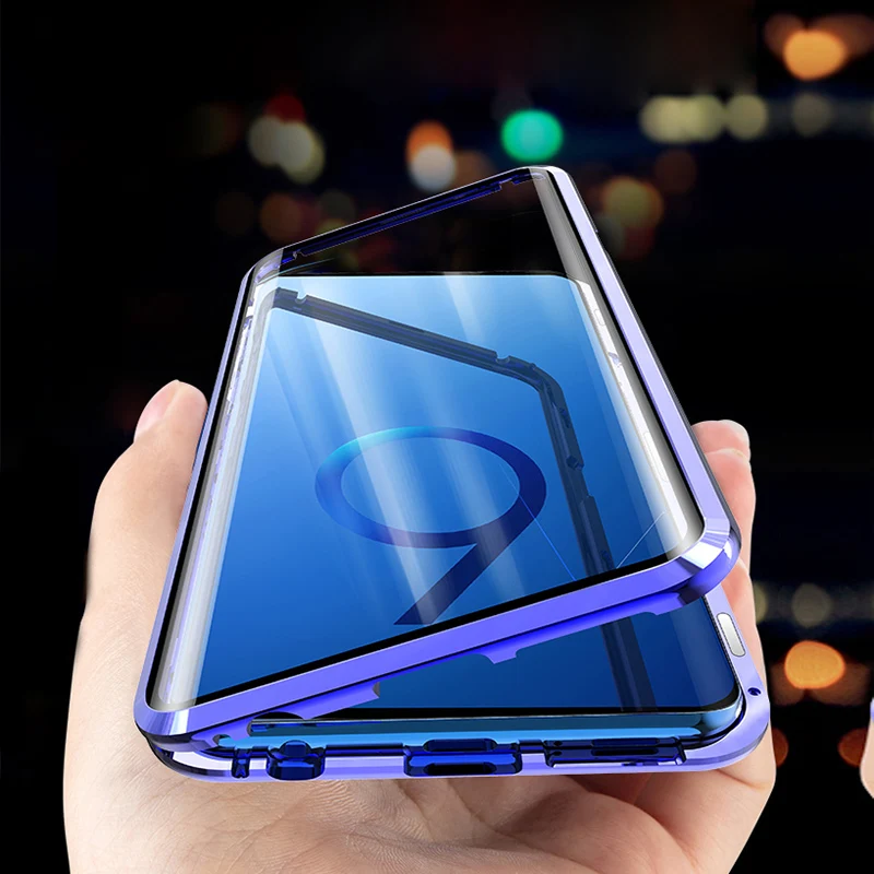 Двухсторонний задний + передний стеклянный Магнитный чехол для samsung Galaxy S9 S8 Plus