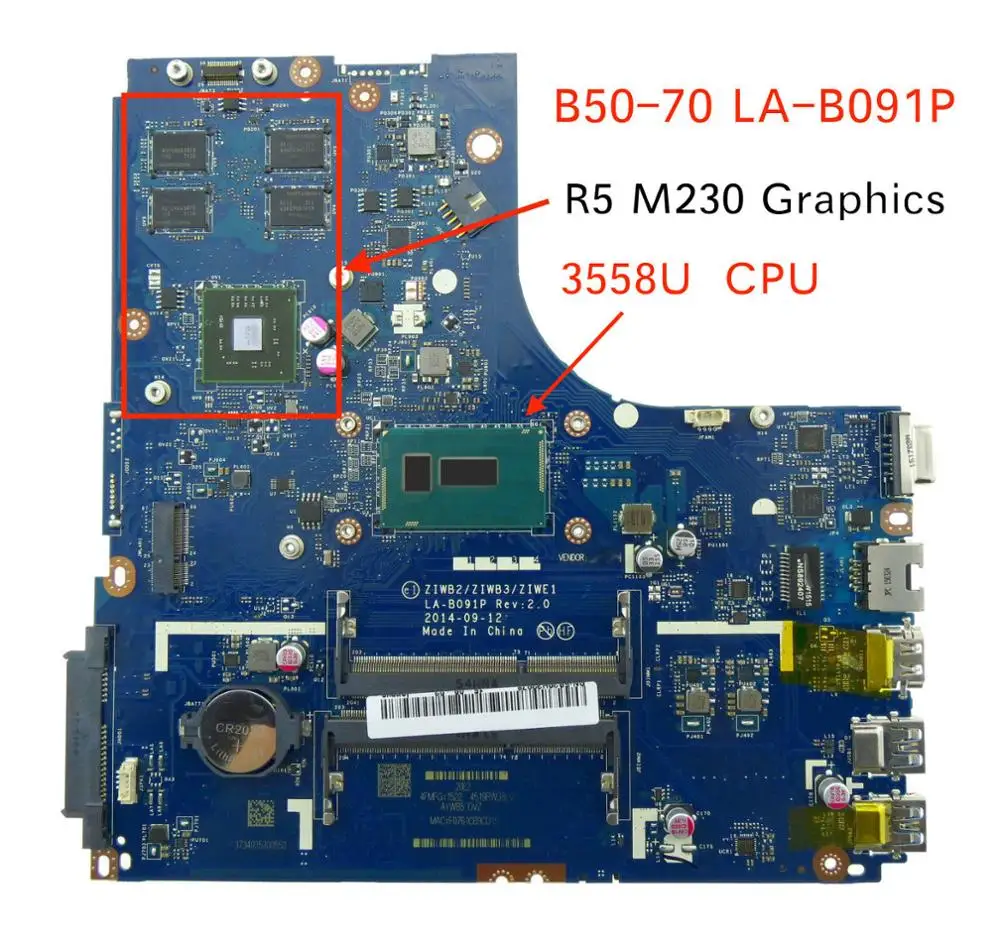 100% протестированная материнская плата для ноутбука Lenovo B50 70 ZIWB2/ZIWB3/ZIWE1 LA B091P SR1E8