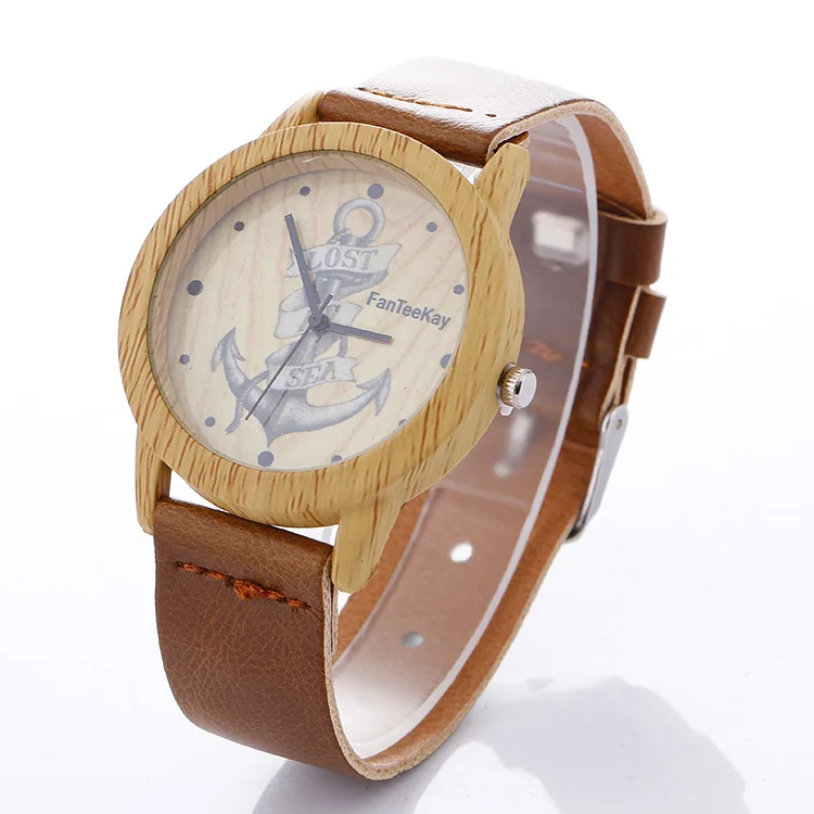 

Creative Simplicity Wood Genuine Leather Watch Scandinavian Minimalist Students Warm Color Watch Mw001