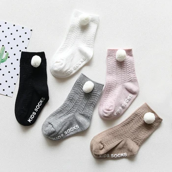 

Autumn Winter Warm Socks Kids Foot Warmer Ball Pompom Baby Girl High Knee Socks Cotton Toddler Kids Non-Slip Floor Socks