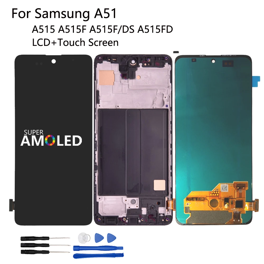 ЖК дисплей AMOLED для Samsung Galaxy A51 2020 A515 A515F/DS A515FD сенсорный экран запчасти телефонов