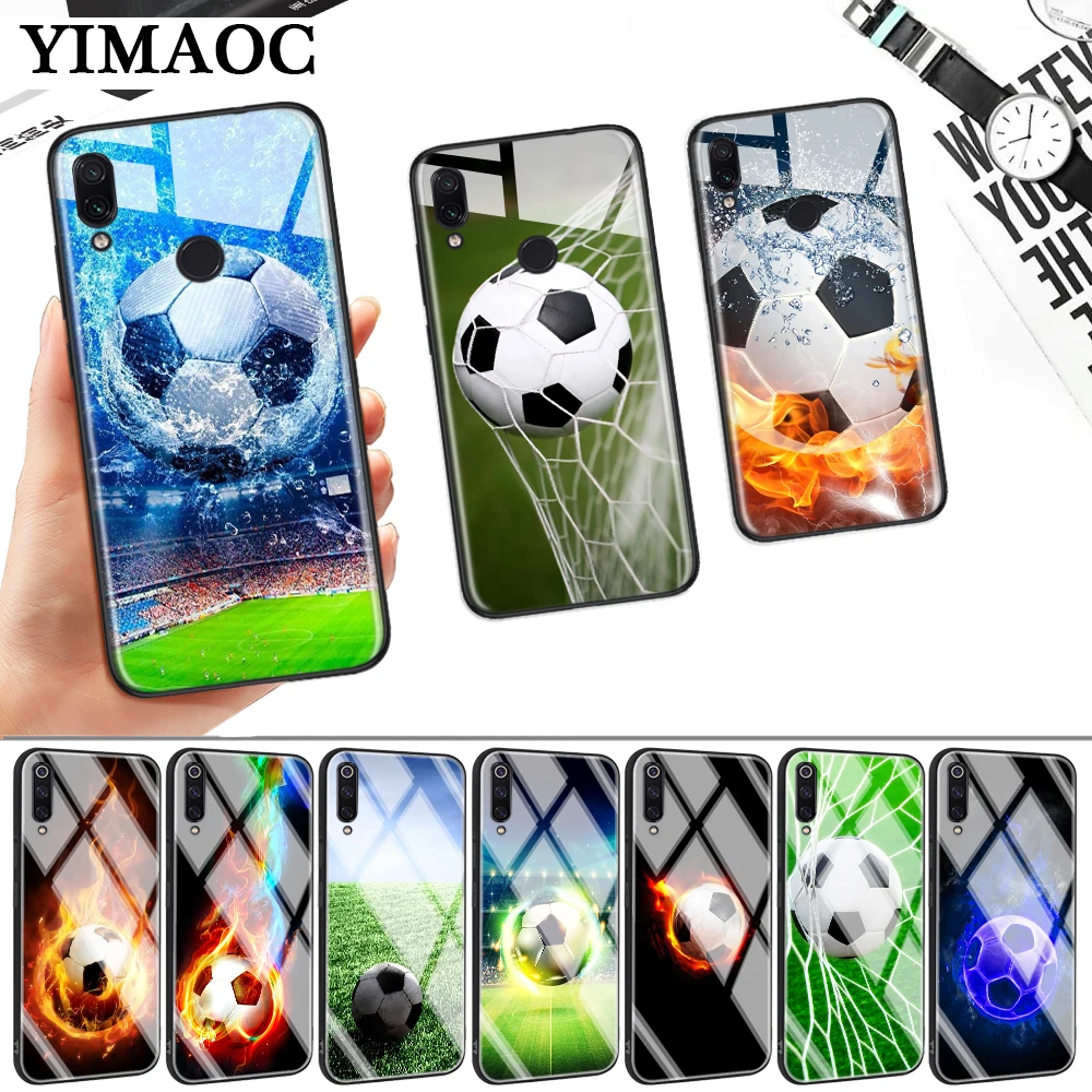 Футбол по воде огонь спортивные Стекло чехол для Xiaomi 8 Lite 9 A1 A2 5X 6X F1 Redmi 4X 6A