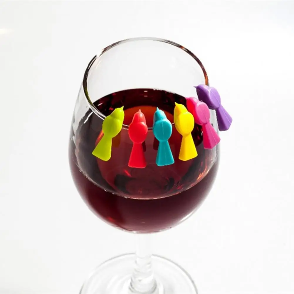 Wine Marker Silicone Wine Glass Sign Portable Anti-wear Unique Colorful Compact Glass Marker