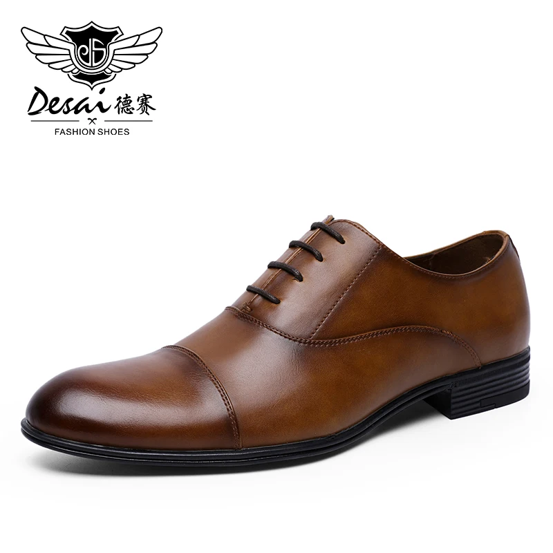 DESAI/итальянские модельные повседневные лоферы; кожаные туфли для свадебной вечеринки; - Цвет: Brown